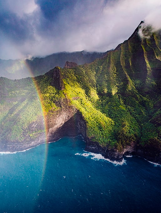 rainbow off the coast of Na Pali