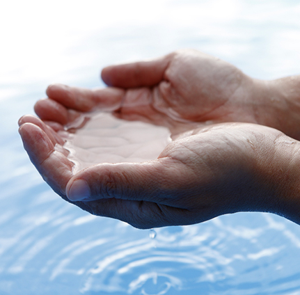 hands cupping water